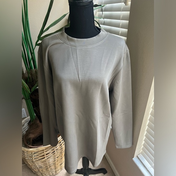 NWT Men’s Modal Blend Elbow Patch Long Sleeve Tee:Slim Fit Charcoal XL - Picture 2 of 5